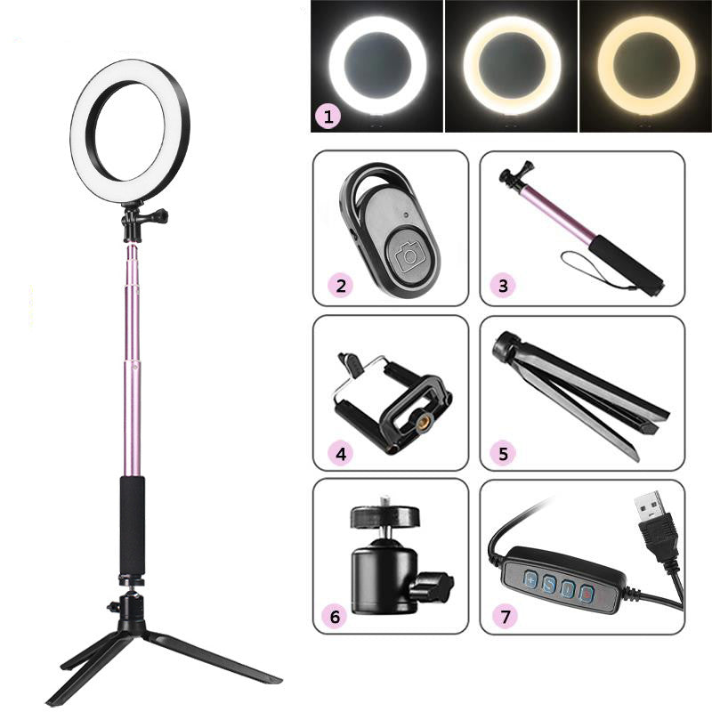 Apple-Compatible Ring Light with Tripod for Live Streaming and Beauty Videos