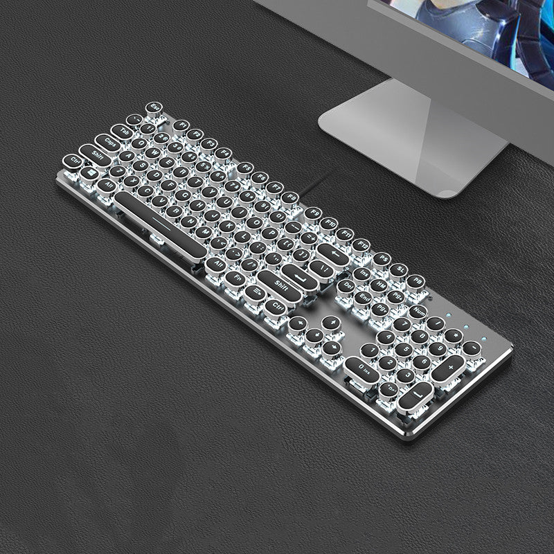 Steampunk 87-Key Mechanical Keyboard and Mouse Wired Set for PC