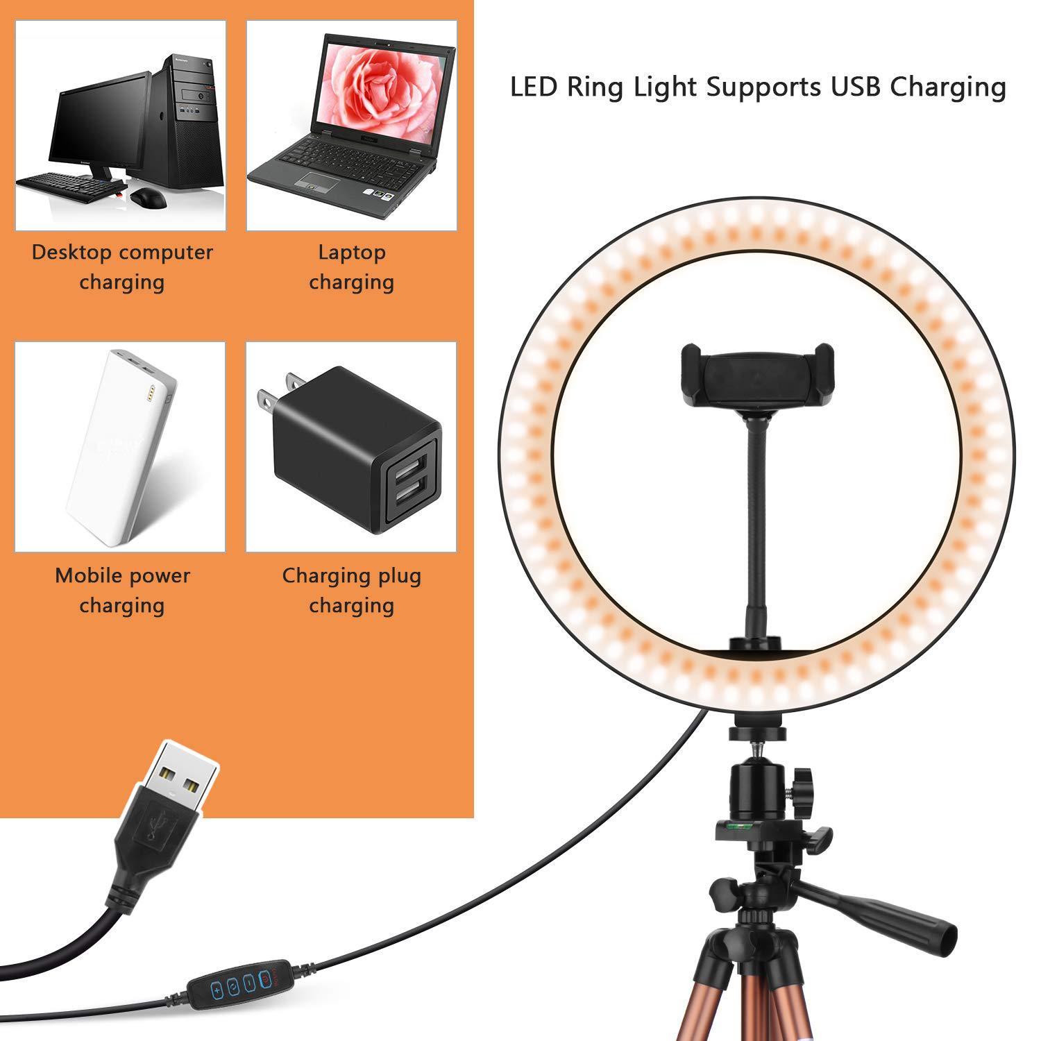 Apple-Compatible Desktop Ring Light with Tripod Fill Light