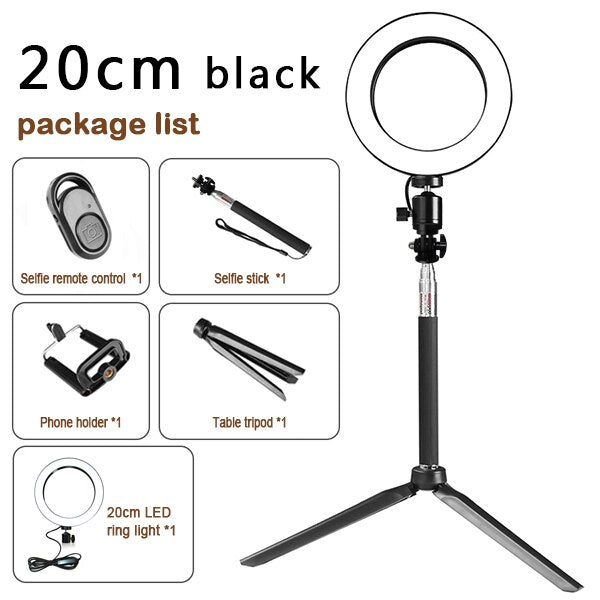 Apple-Compatible Ring Light with Tripod for Live Streaming and Beauty Videos