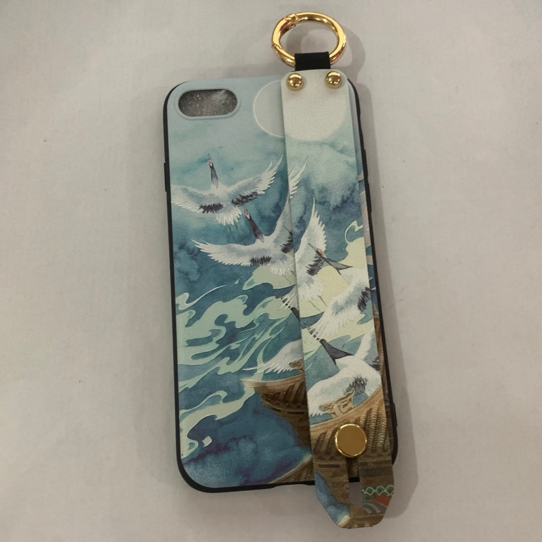 iPhone Case Wrist Strap With Rose Flower Design