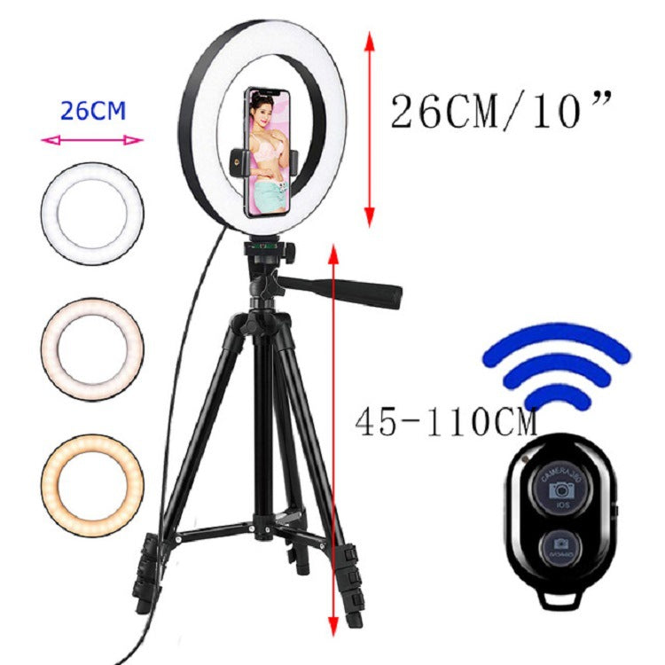 Apple-Compatible LED Ring Light with Tripod for Selfies and Makeup