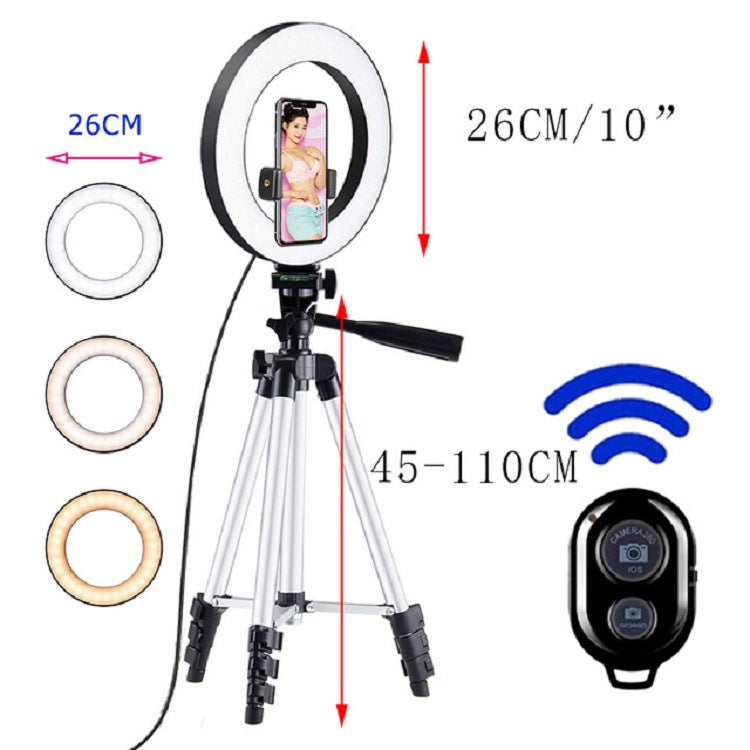 Apple-Compatible LED Ring Light with Tripod for Selfies and Makeup