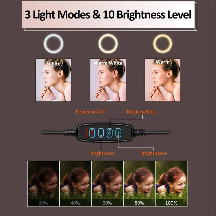 Apple-Compatible LED Ring Light with Tripod for Selfies and Makeup