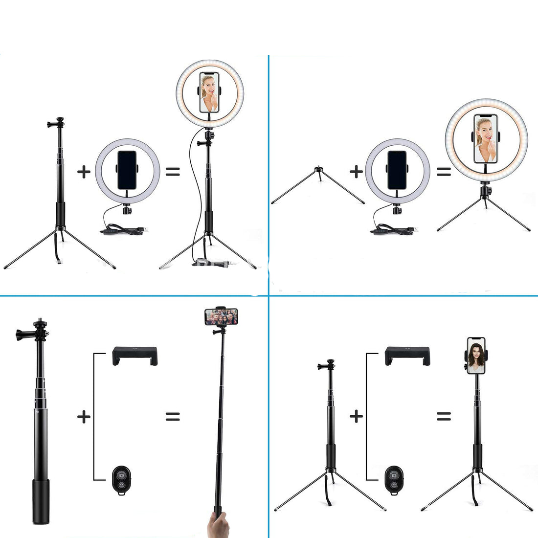 Apple-Compatible 10-LED Ring Light with Tripod for Selfies and Video