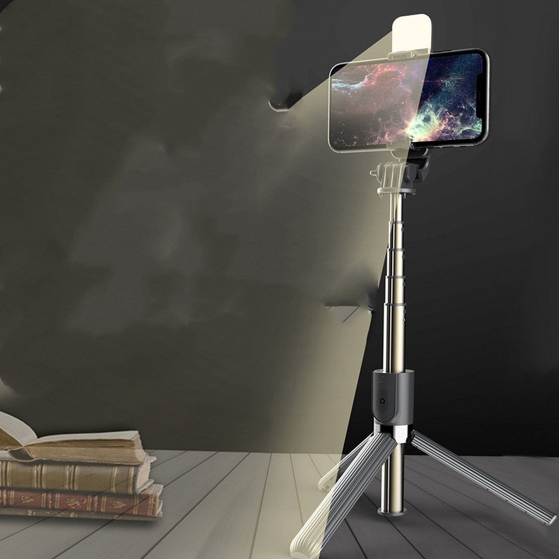 Apple-Compatible Mini Folding Bluetooth Selfie Stick with Light and Tripod