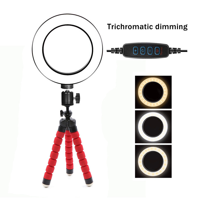 Apple-Compatible 6-Inch LED Ring Light with Octopus Tripod for Desktop Live Photos
