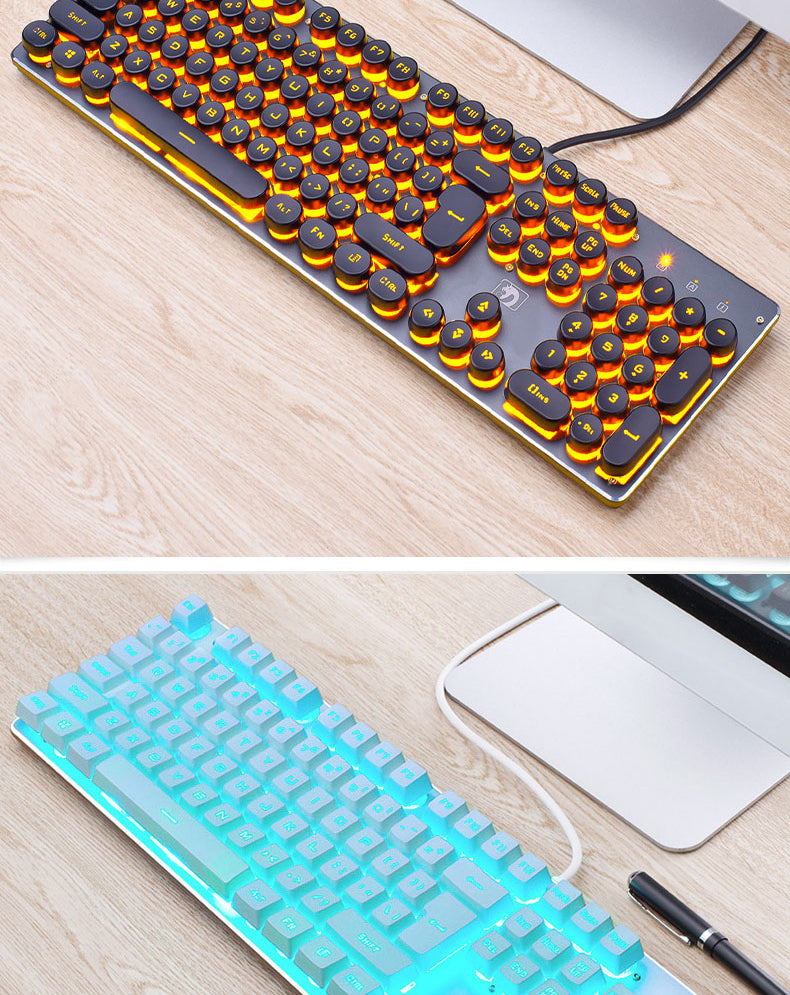 Wired Retro Luminous Gaming Keyboard for PC and Desktop