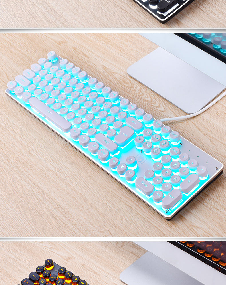 Wired Retro Luminous Gaming Keyboard for PC and Desktop