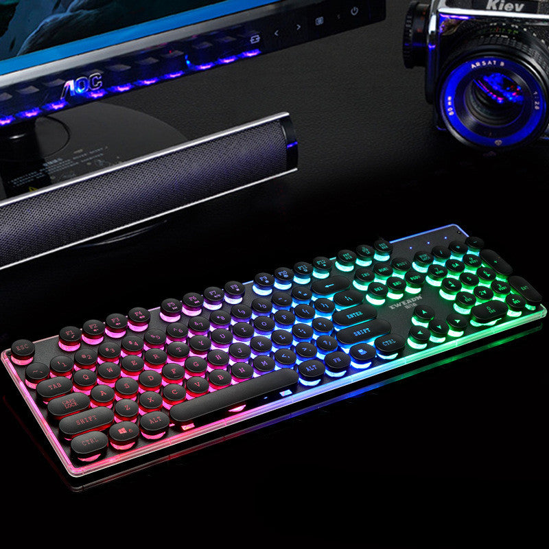 Forerunner GX60 Retro Glowing USB Wired Gaming Keyboard for PC