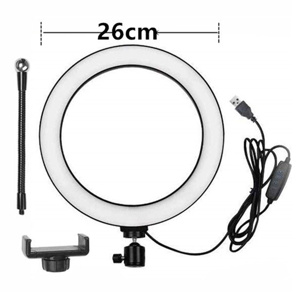 Apple-Compatible Aluminum Ring Light with Tripod, Mobile Holder, and Remote