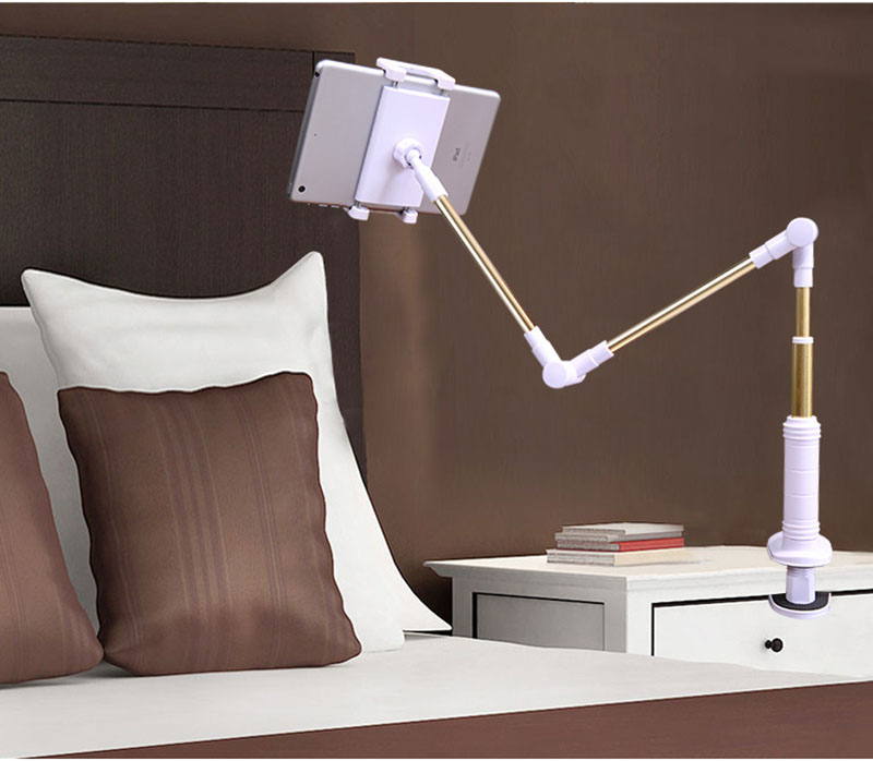 Folding Long-Arm Tablet and Phone Stand for iPad, Kindle, 4–14 Inch