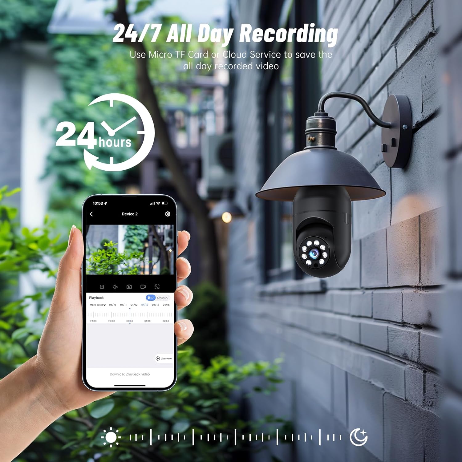 Light Bulb Security Camera 1080P 2.4/5G WiFi E27 360° Indoor Outdoor Security Camera