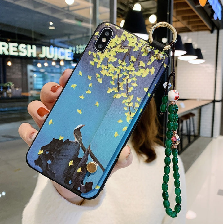 iPhone Case Wrist Strap With Rose Flower Design