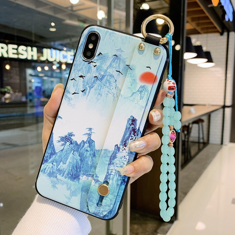 iPhone Case Wrist Strap With Rose Flower Design