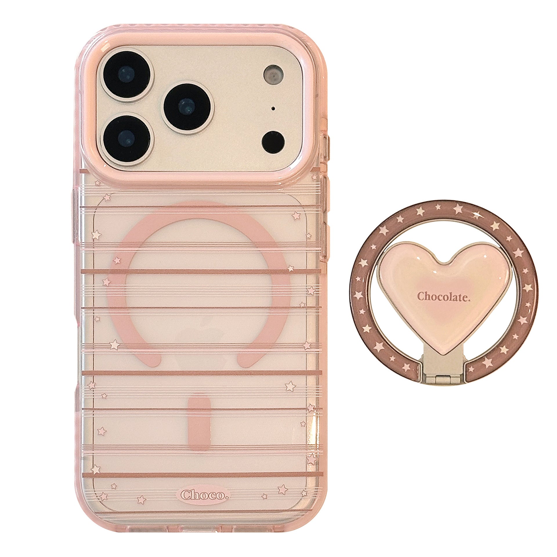 Magnetic Holder Compatible With Pink-brown Striped Phone Cases