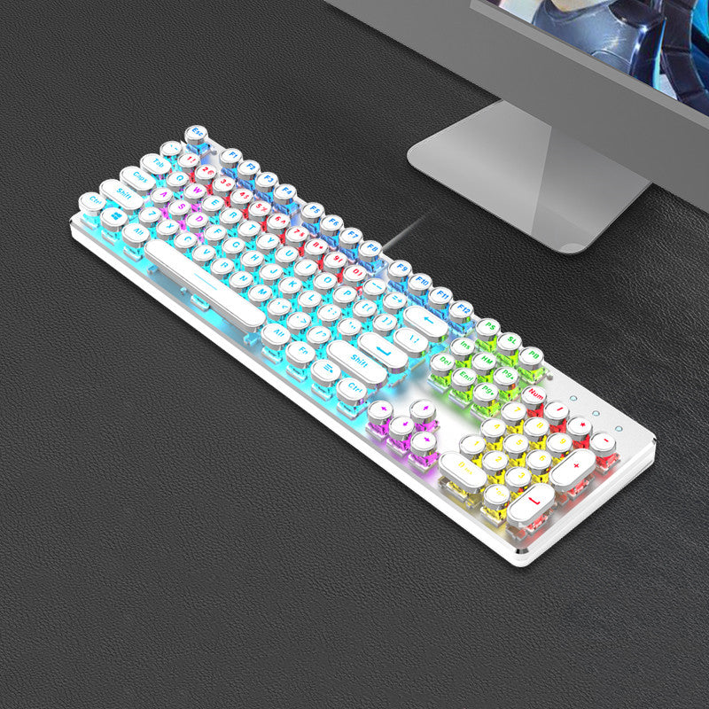 Steampunk 87-Key Mechanical Keyboard and Mouse Wired Set for PC
