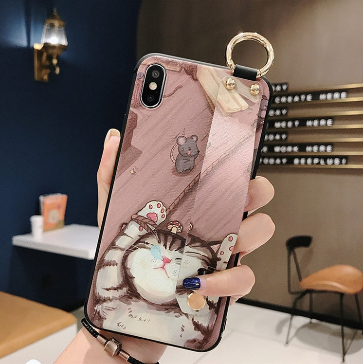 iPhone Case Wrist Strap With Rose Flower Design