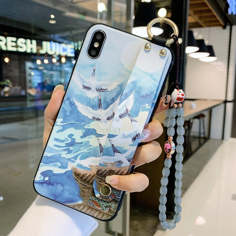 iPhone Case Wrist Strap With Rose Flower Design