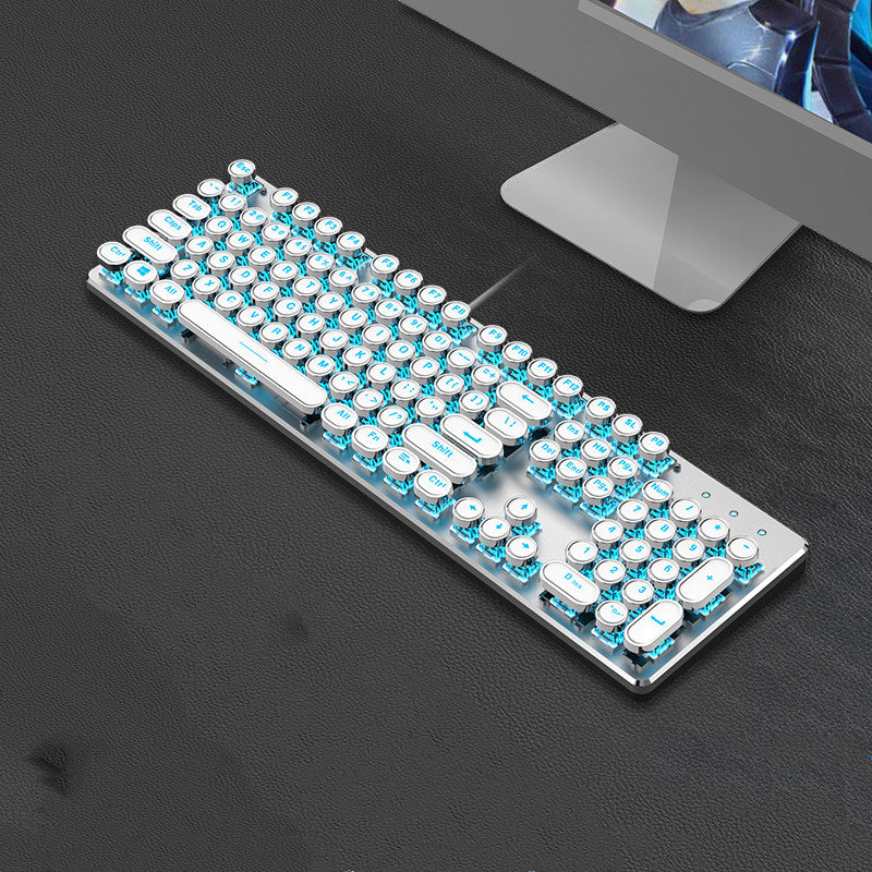Steampunk 87-Key Mechanical Keyboard and Mouse Wired Set for PC