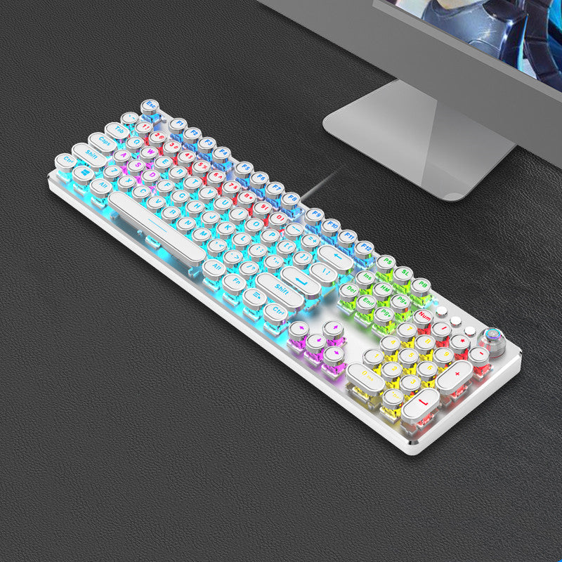 Steampunk 87-Key Mechanical Keyboard and Mouse Wired Set for PC