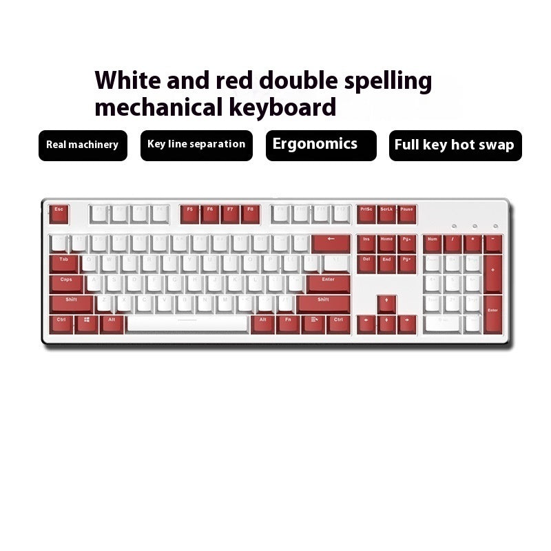 Wired Two-Color Mechanical Keyboard Green Black Red Switch Hot-Swappable