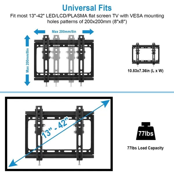 TV Wall Mount Bracket Tilt For Flat TV VESA 200x200mm