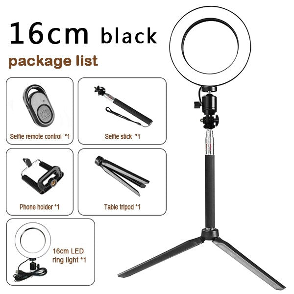Apple-Compatible Ring Light with Tripod for Live Streaming and Beauty Videos