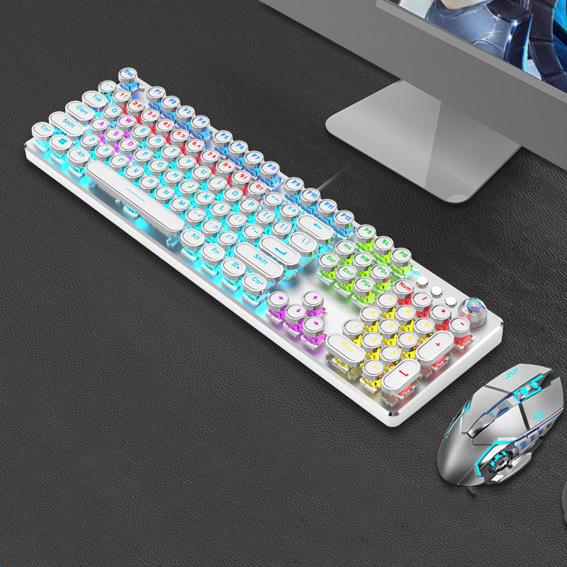 Steampunk 87-Key Mechanical Keyboard and Mouse Wired Set for PC