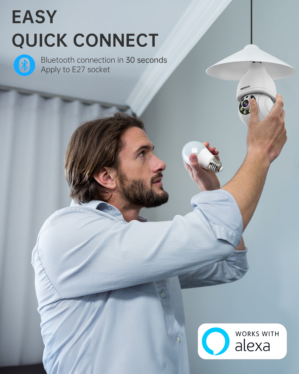 1080P PTZ E27 Bulb Camera 360 Degree CCTV Security Camera Network Light Bulb