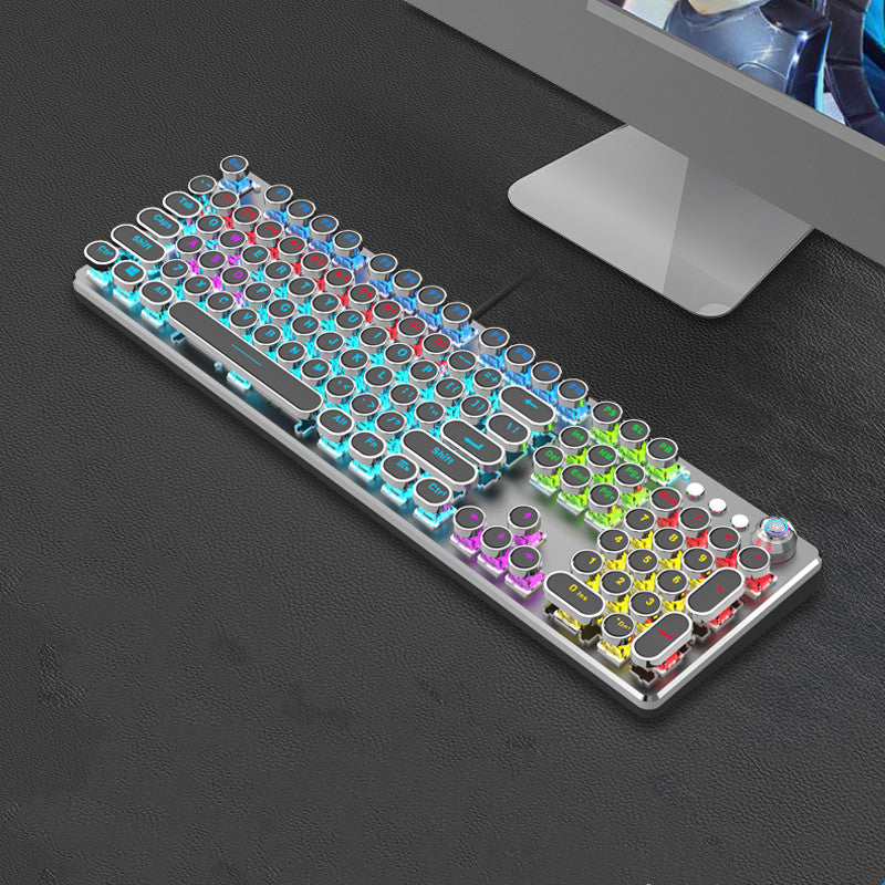 Steampunk 87-Key Mechanical Keyboard and Mouse Wired Set for PC