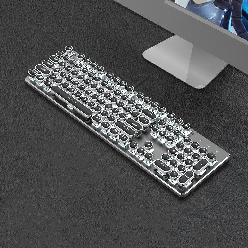 Steampunk 87-Key Mechanical Keyboard and Mouse Wired Set for PC