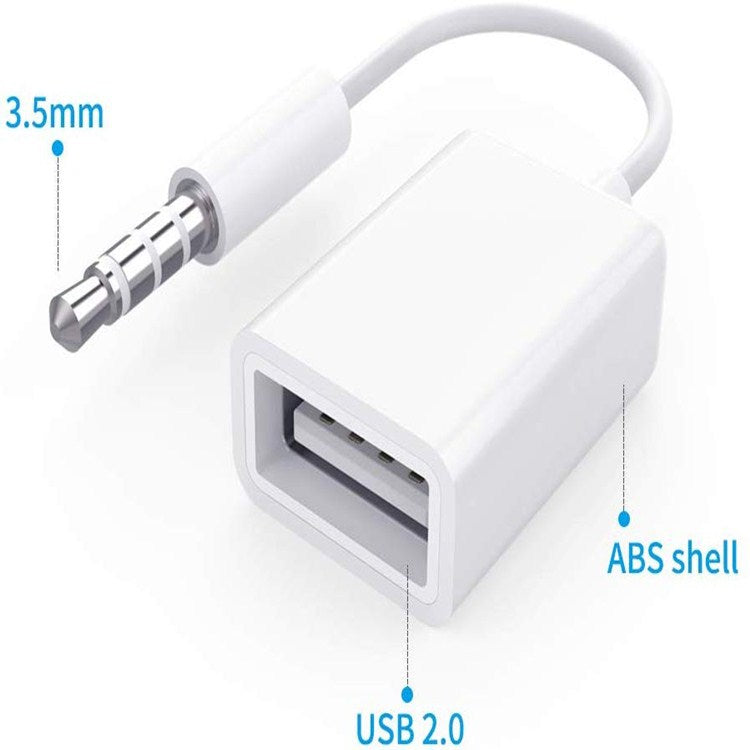 USB to 3.5mm AUX Car Audio Adapter Cable