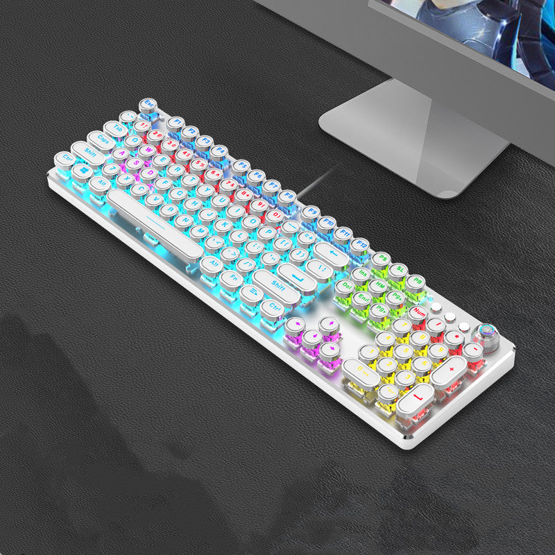 Steampunk 87-Key Mechanical Keyboard and Mouse Wired Set for PC