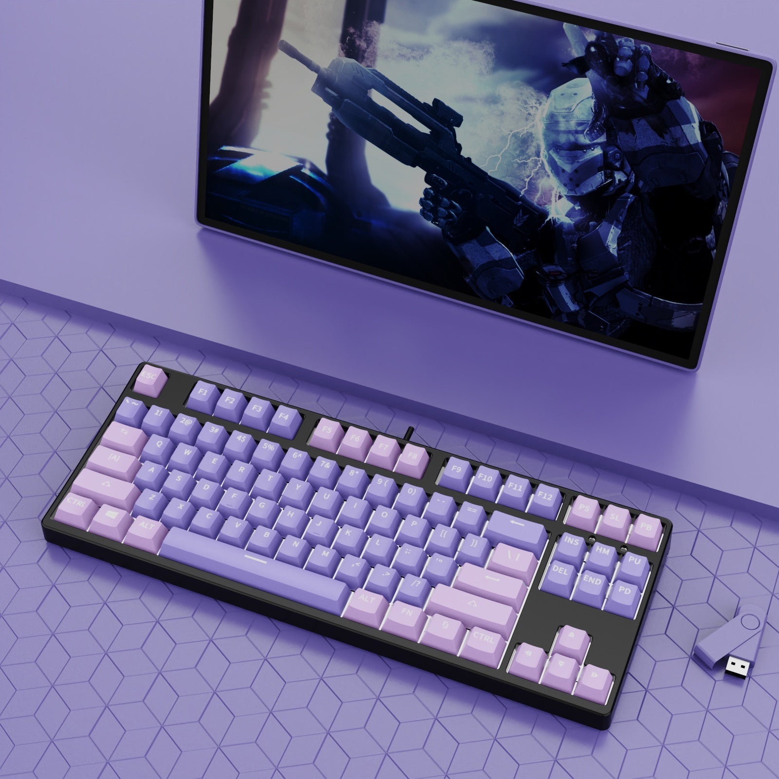 87 Key Wired Game Hot Plug Two Colors Mechanical Keyboard