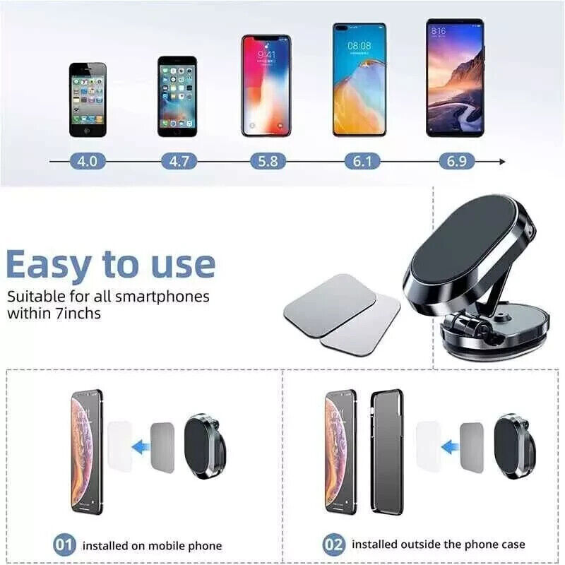 Magnetic Car Phone Holder Dashboard Mount Rotatable Water-Resistant