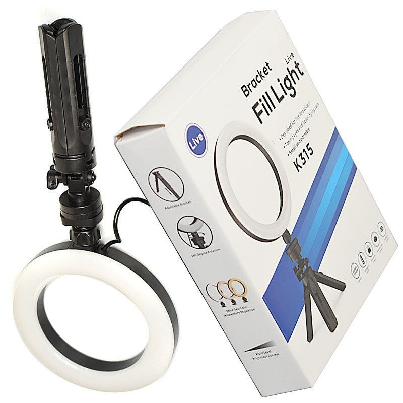 Mobile Live Streaming Tripod with Adjustable Color Fill Light for Selfies