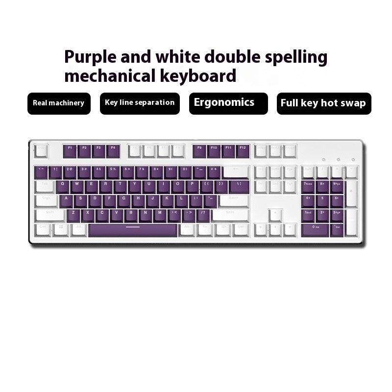 Wired Two-Color Mechanical Keyboard Green Black Red Switch Hot-Swappable