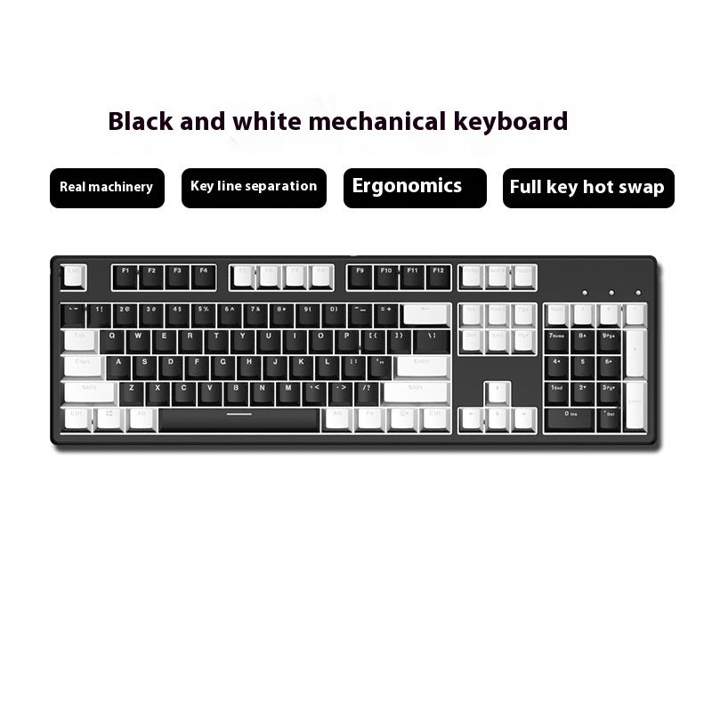 Wired Two-Color Mechanical Keyboard Green Black Red Switch Hot-Swappable