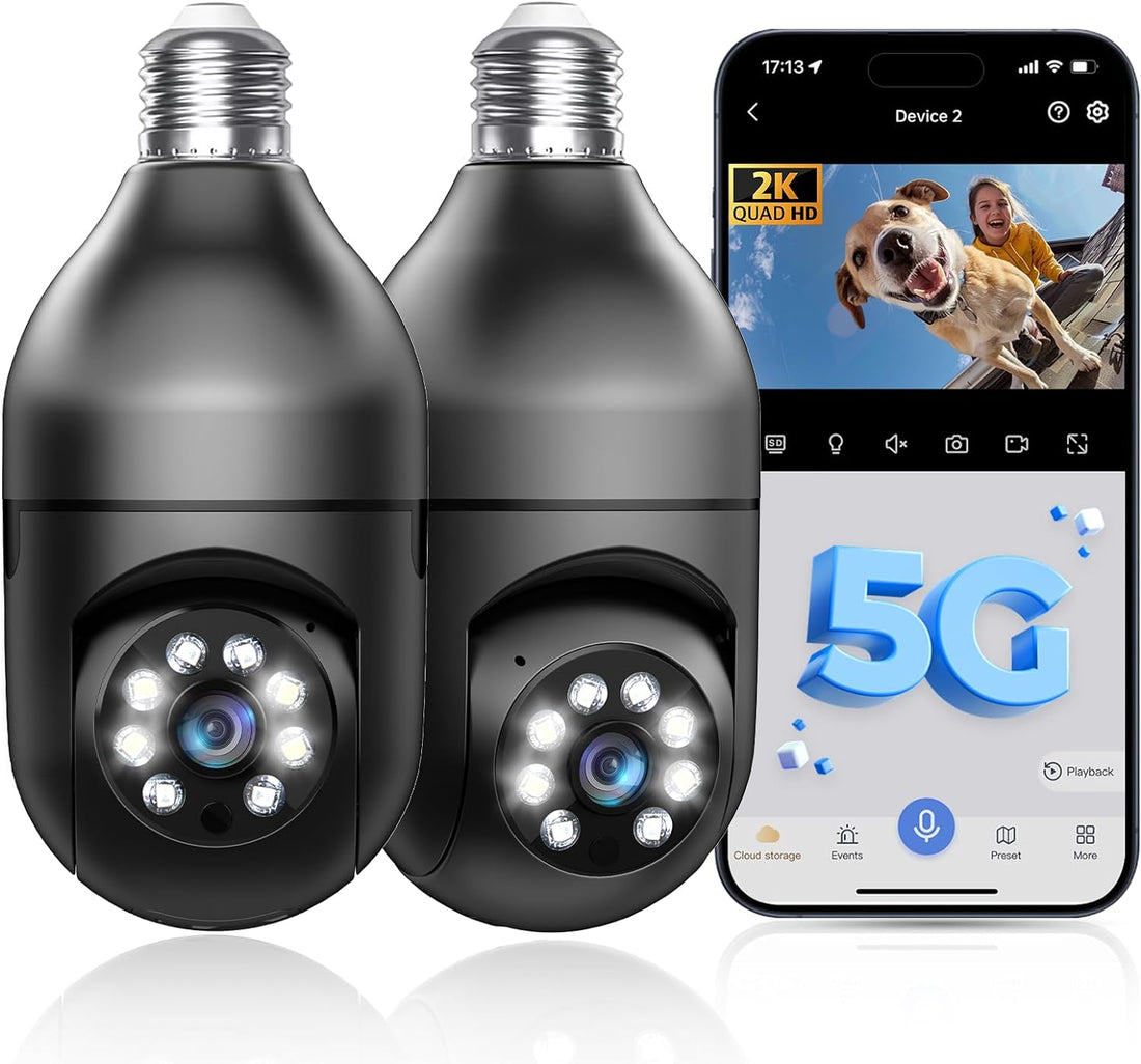Light Bulb Security Camera 1080P 2.4/5G WiFi E27 360° Indoor Outdoor Security Camera