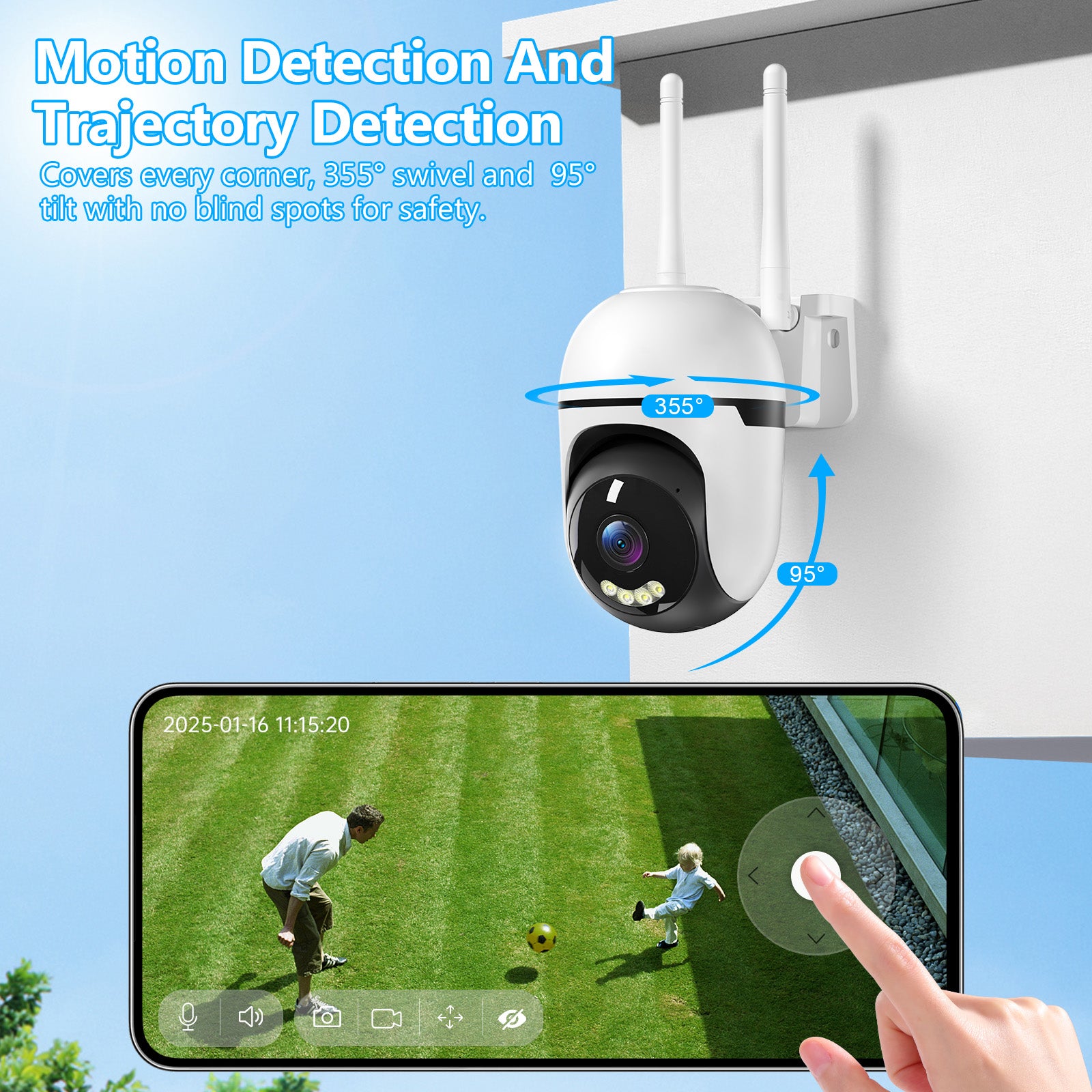 3MP PTZ Wireless Mini CCTV Security Camera WiFi Indoor Outdoor Network System