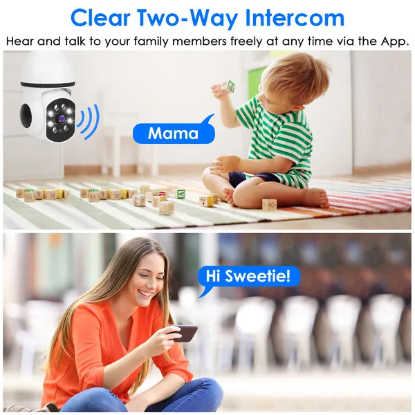 E27 WiFi Bulb Camera 1080P Pan Tilt Night Vision App Control