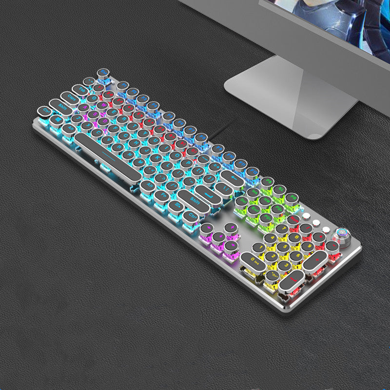 Steampunk 87-Key Mechanical Keyboard and Mouse Wired Set for PC