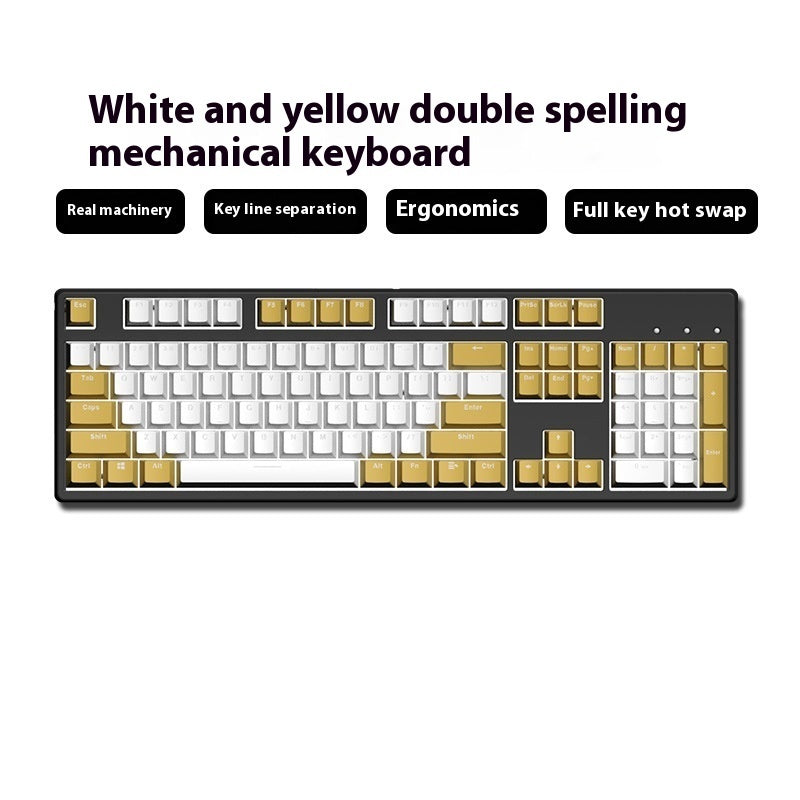 Wired Two-Color Mechanical Keyboard Green Black Red Switch Hot-Swappable