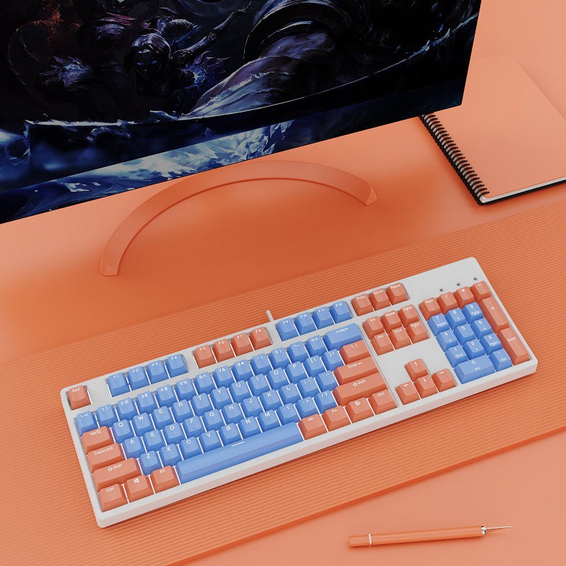 Wired Two-Color Mechanical Keyboard Green Black Red Switch Hot-Swappable