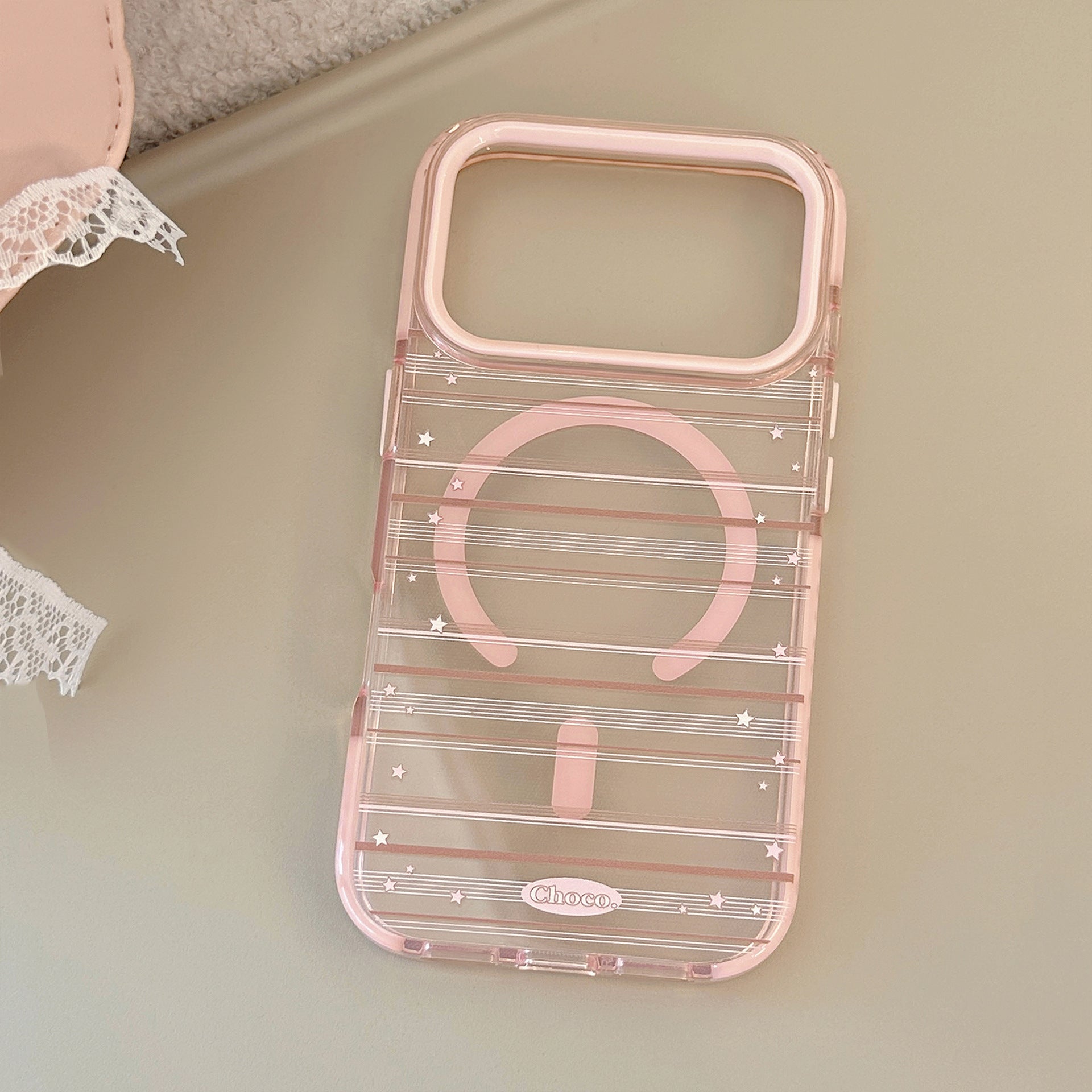 Magnetic Holder Compatible With Pink-brown Striped Phone Cases