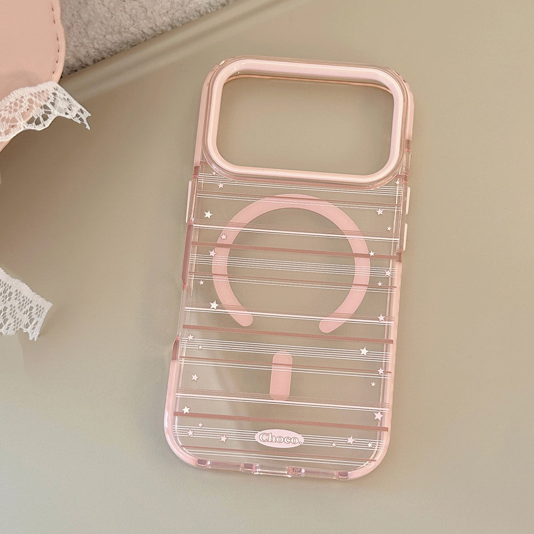 Magnetic Holder Compatible With Pink-brown Striped Phone Cases