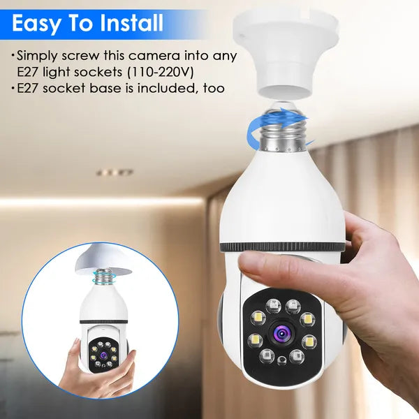 E27 WiFi Bulb Camera 1080P Pan Tilt Night Vision App Control