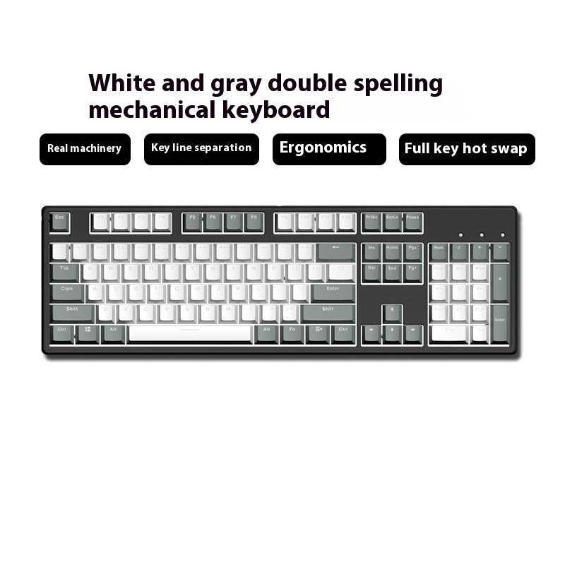 Wired Two-Color Mechanical Keyboard Green Black Red Switch Hot-Swappable