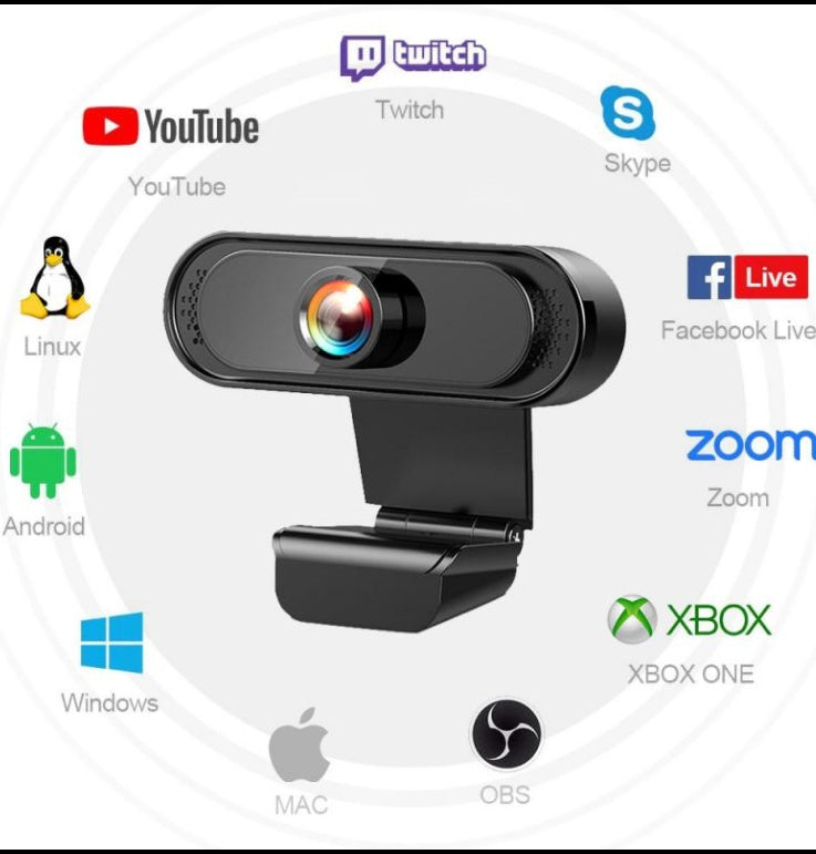 1080P 2K HD USB Computer Webcam for Video Conference, Driver-Free